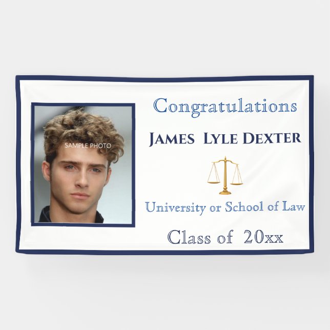 Graduation Law School Scales of Justice Photo Banner (Horizontal)