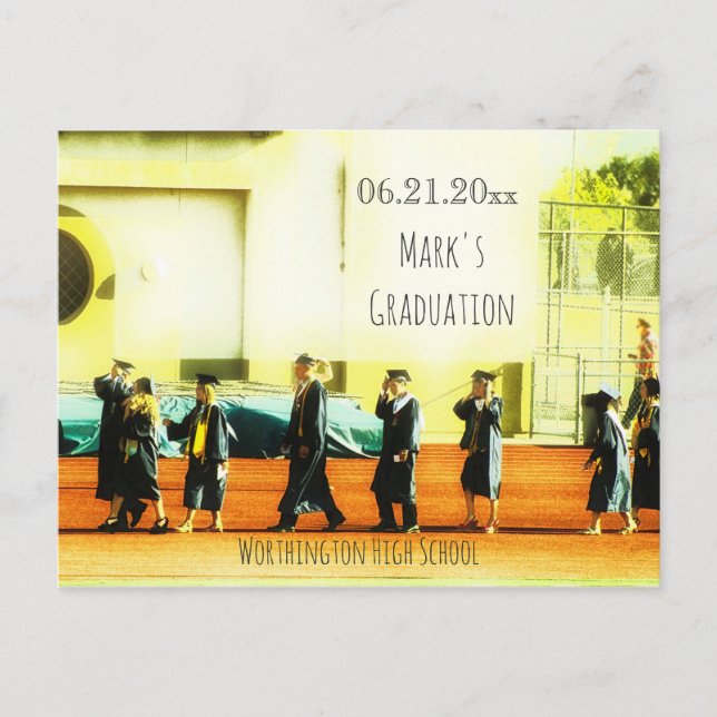 Graduation Line Up Photo Save The Date Postcard (Front)