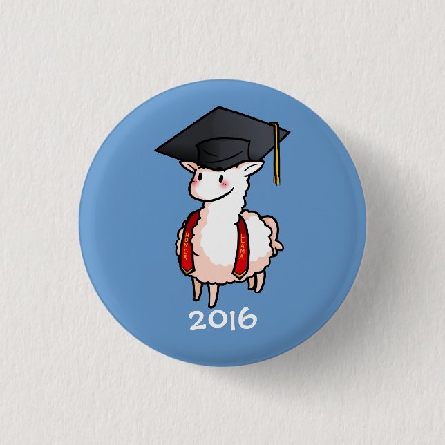 Graduation Llama 3 Cm Round Badge (Front)