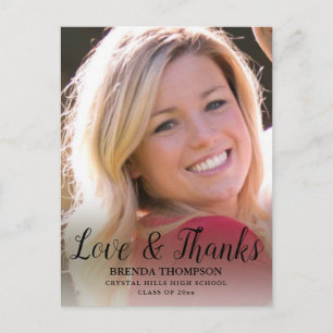 Graduation Love & Thanks Black Script Photo Postcard