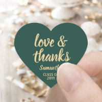Graduation Love & Thanks Green & Gold Elegant