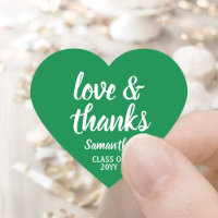 Graduation Love & Thanks Green & White Elegant