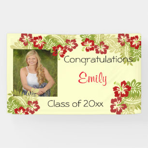 Graduation, Luau, Hibiscus, Custom Banner