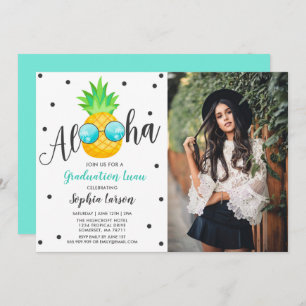 Graduation Luau Party Invitation Pineapple Grad