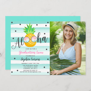 Graduation Luau Party Invitation Pineapple Grad