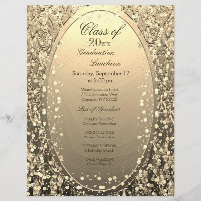 Graduation Luncheon Gold Confetti (Front)