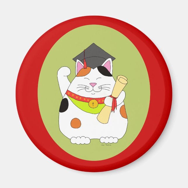 Graduation Maneki Neko Magnet (Front)