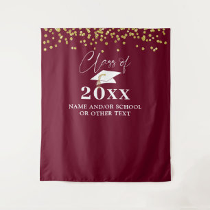 Graduation Maroon Confetti Photo Backdrop Tapestry