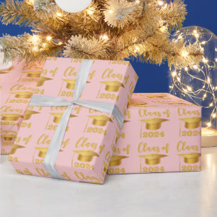 Graduation Maroon Metallic Gold Class Year  Wrapping Paper
