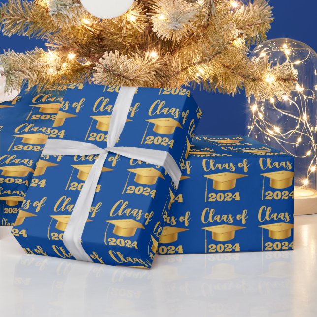 Graduation Maroon Metallic Gold Class Year  Wrapping Paper (Holidays)