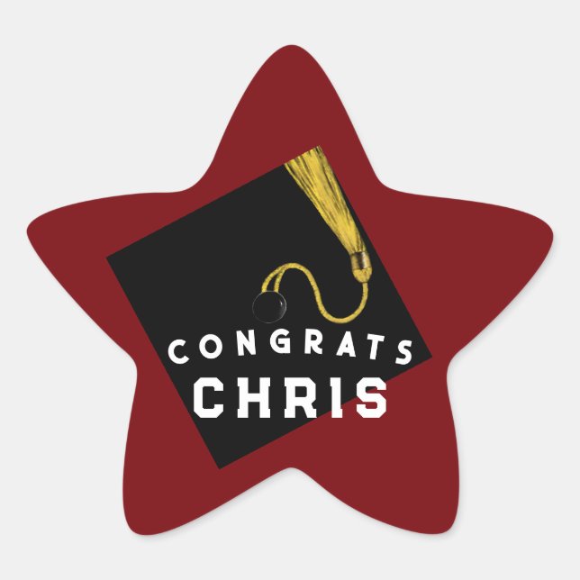Graduation Maroon Star Sticker (Front)
