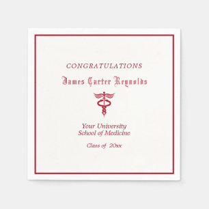 Graduation, Medical School, Red Caduceus   Napkin