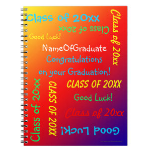 Graduation Memory Book, Vivid Rainbow Orange Red Notebook