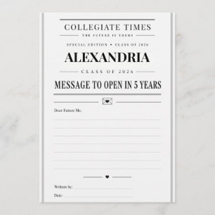 Graduation Message to Open in 5 Years Advice Card