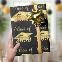 Graduation Metallic Gold Class Year Editable Black