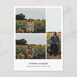 Graduation Minimal Photo Collage Thank You Postcard