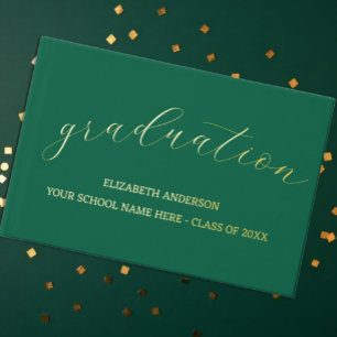 Graduation Minimalist Green Guest Book