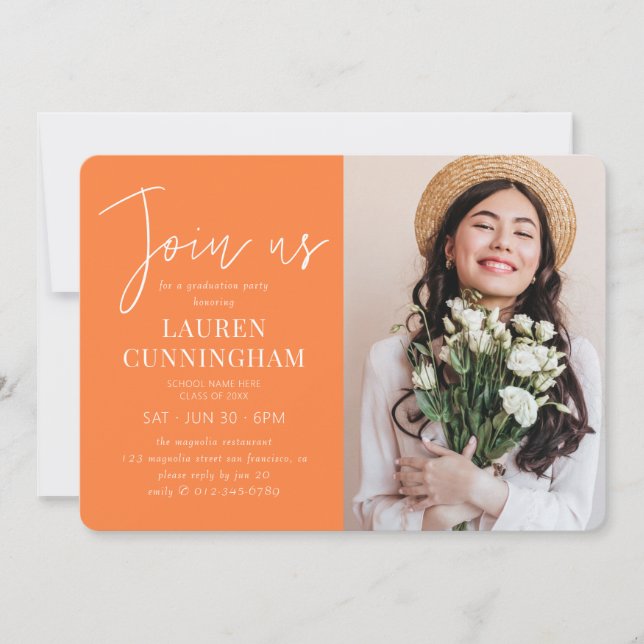 Graduation Minimalist Modern Simple Chic Photo Invitation (Front)