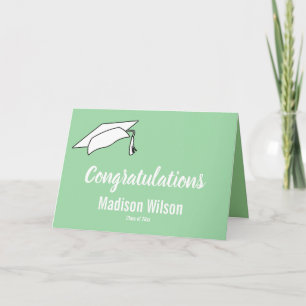 Graduation Mint Green Grad's Name Congratulations Card