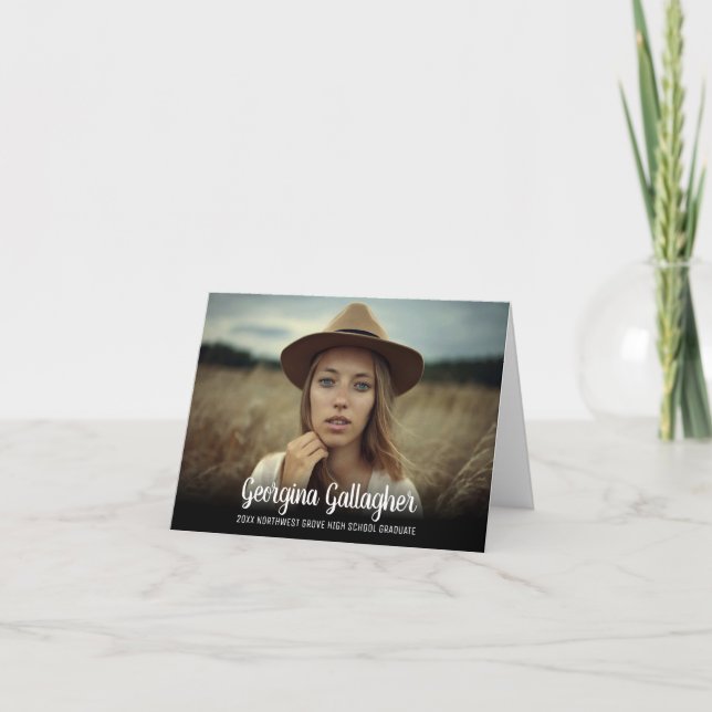 Graduation Modern Bold Photo | Grad Name Script Announcement (Front)