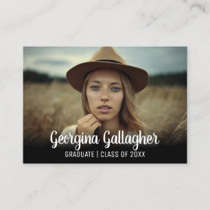 Graduation Modern Bold Photo Grad Name Script Business Card