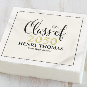 Graduation Modern Class Of Minimalist Golf Black Napkin