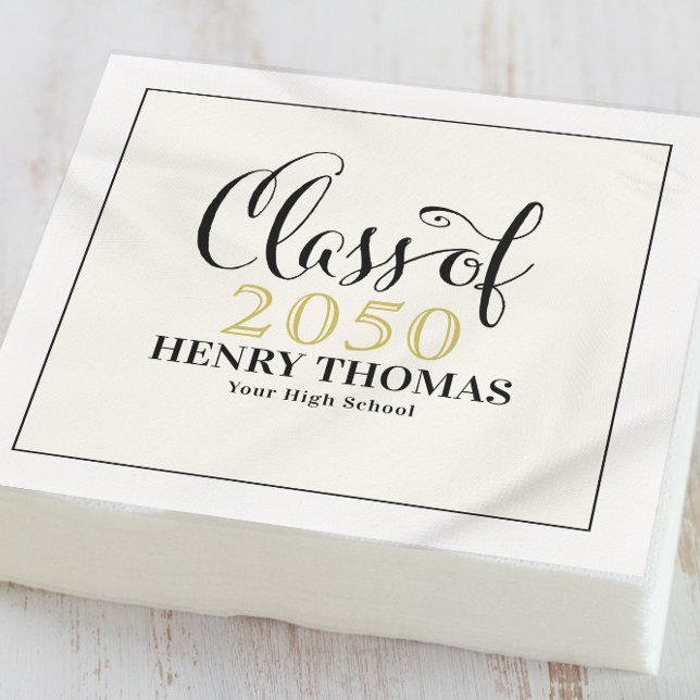 Graduation Modern Class Of Minimalist Golf Black Napkin (Creator Uploaded)