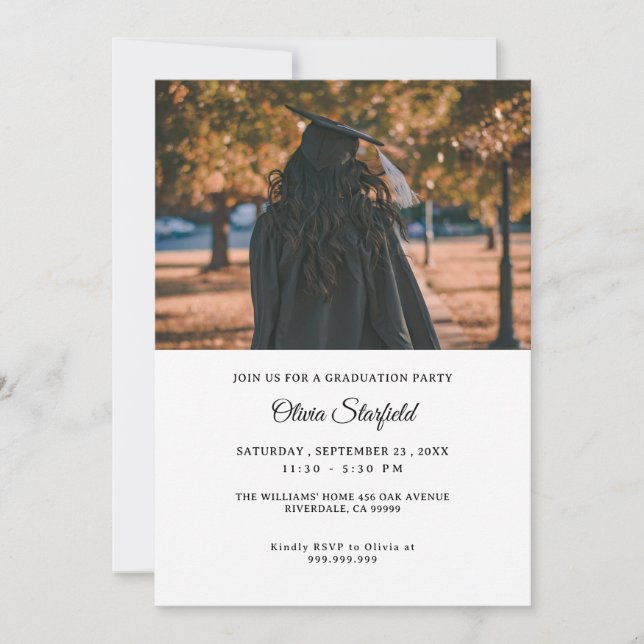 Graduation Modern Elegant Custom Photo celebration Invitation (Front)