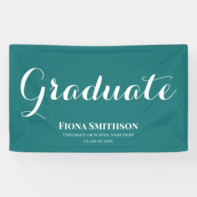 Graduation Modern Elegant Green Indoor Banner (Horizontal)