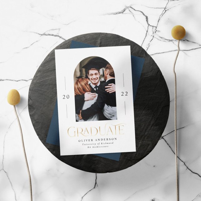 Graduation modern elegant navy blue 1 photo arch (Creator Uploaded)