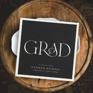 Graduation Modern Elegant Type Black Napkin