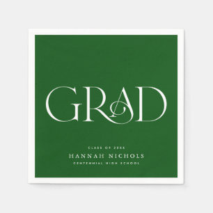 Graduation Modern Elegant Type Green Napkins