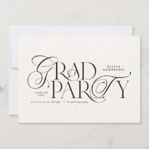 Graduation modern elegant typography black & white invitation