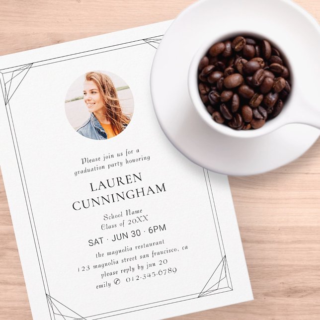 Graduation Modern Geometric Minimalist Photo Postcard (Creator Uploaded)