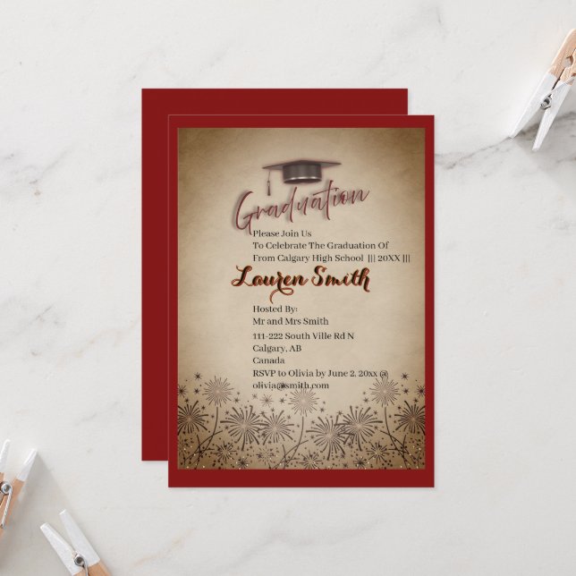 Graduation Modern Graduation Party Invitation (Front/Back In Situ)