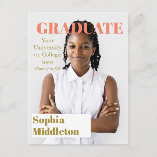 Graduation Modern Headline Graduate Photo Postca Postcard