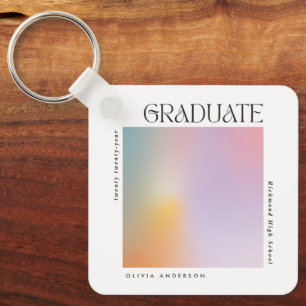 Graduation modern minimal aura pastel typography key ring