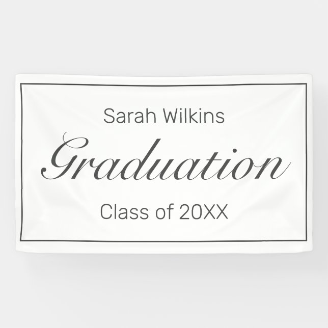 Graduation Modern Minimalist White Black Banner (Horizontal)