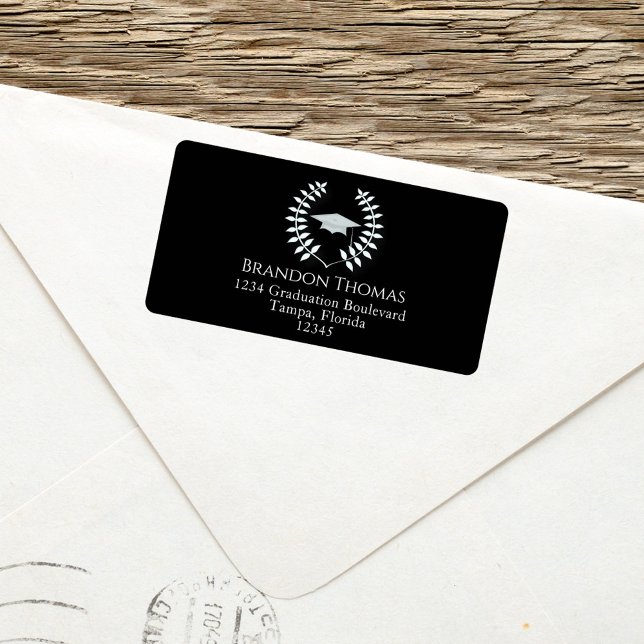 Graduation Modern Mortarboard Classic Simple Black Label (Creator Uploaded)