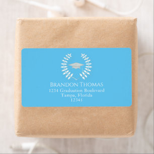 Graduation Modern Mortarboard Elegant Light Blue