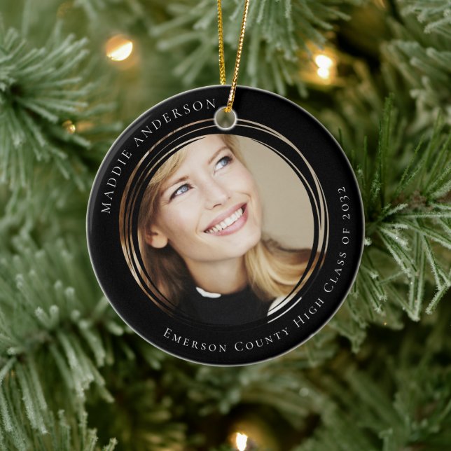 Graduation Modern Photo Keepsake Ceramic Ornament (Tree)