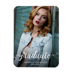 Graduation Modern Photo Script Announcement Magnet