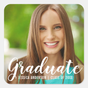 Graduation Modern Photo Square Sticker