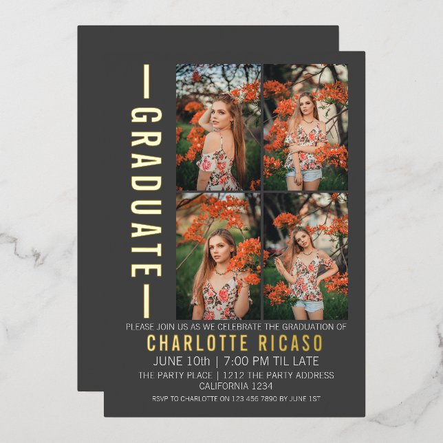 Graduation Modern Photo Template Personalised (Front/Back)