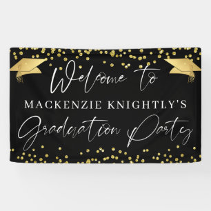 Graduation Modern Script Gold Confetti Welcome Banner