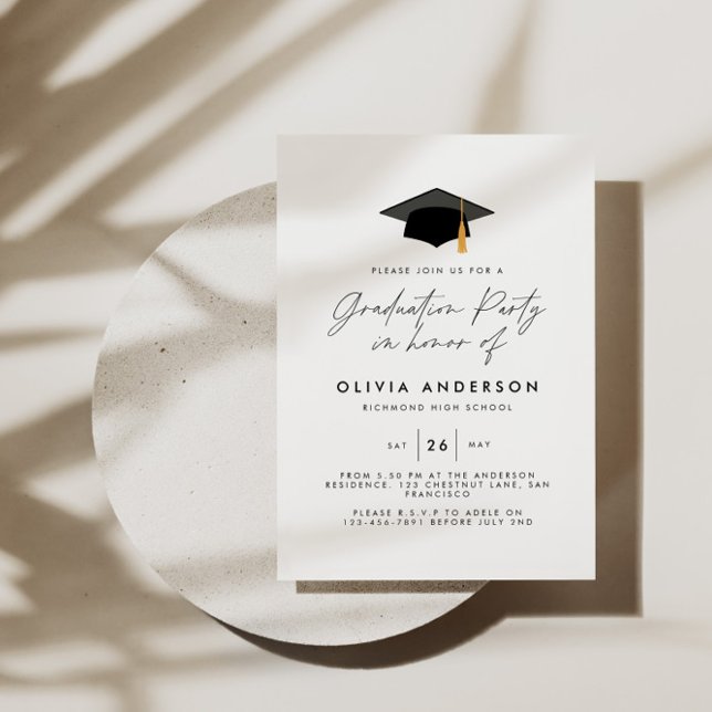 graduation modern simple elegant green party invitation (Creator Uploaded)