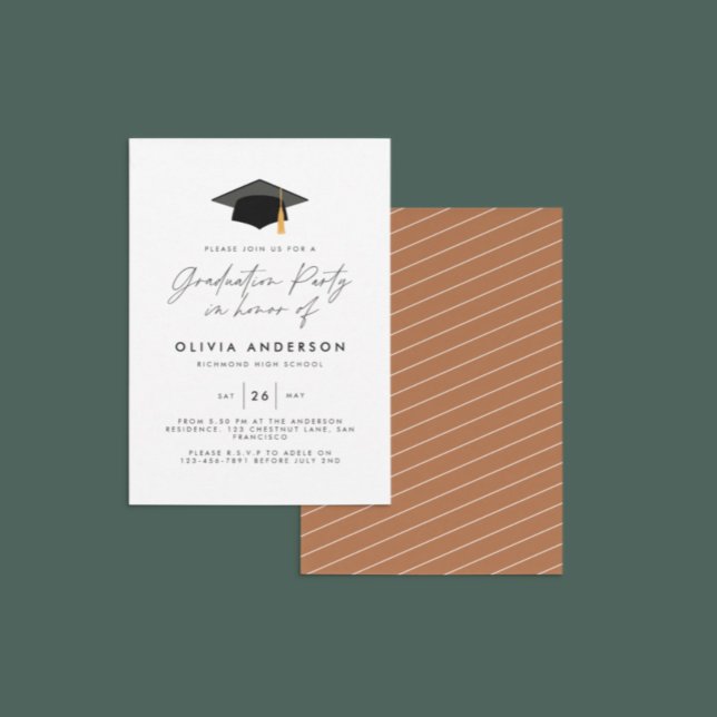 graduation modern simple elegant terracotta party invitation (Creator Uploaded)