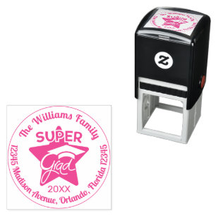 Graduation Modern Super Grad Pink Return Address Self-inking Stamp
