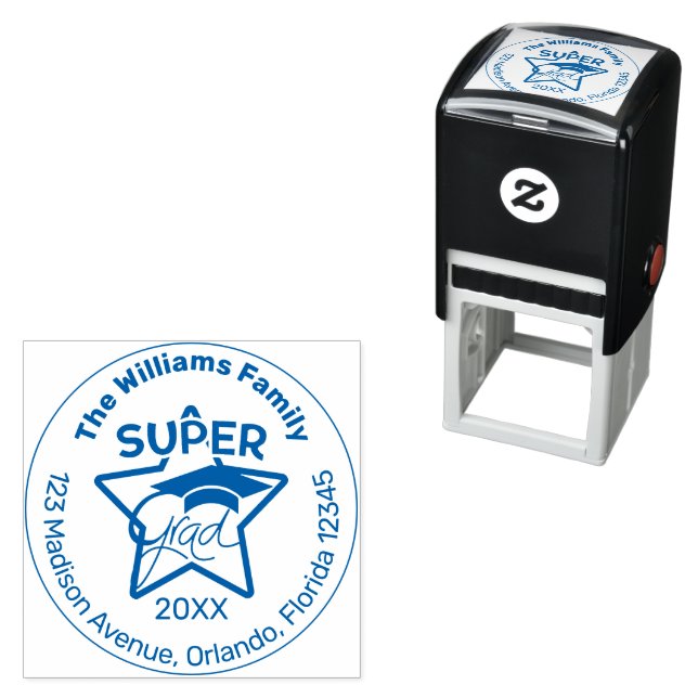Graduation Modern Super Grad Return Address  Self-inking Stamp (In Situ)