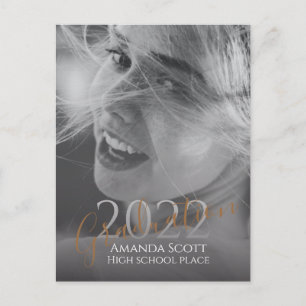 Graduation modern trendy personalised photo invita postcard